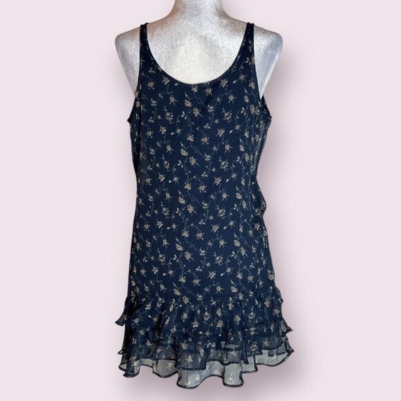 Abercrombie & Fitch Women's A-Line Mini Dress Navy Floral Sleeveless Size MP - Picture 3 of 10